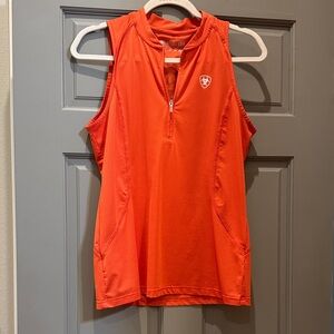 Ariat Sleeveless Zip-Front Performance Tank in Coral Orange